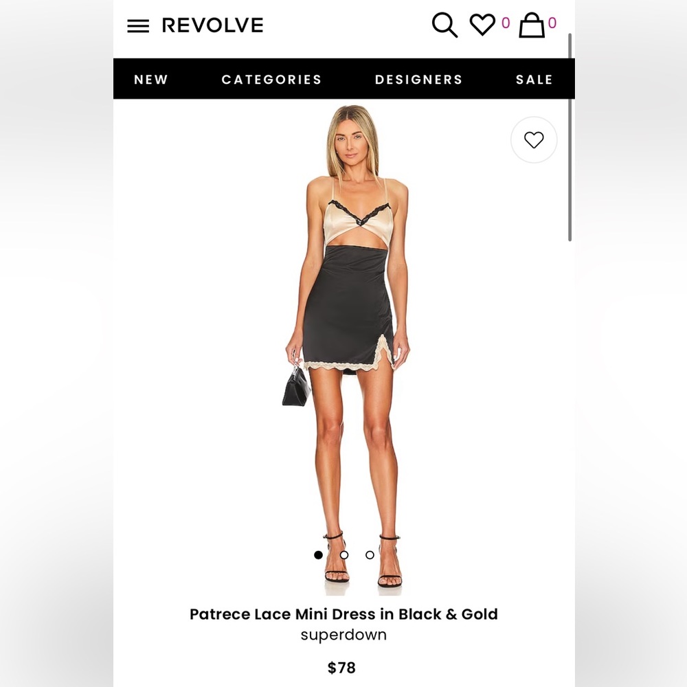 REVOLVE Black and Gold Mini Dress